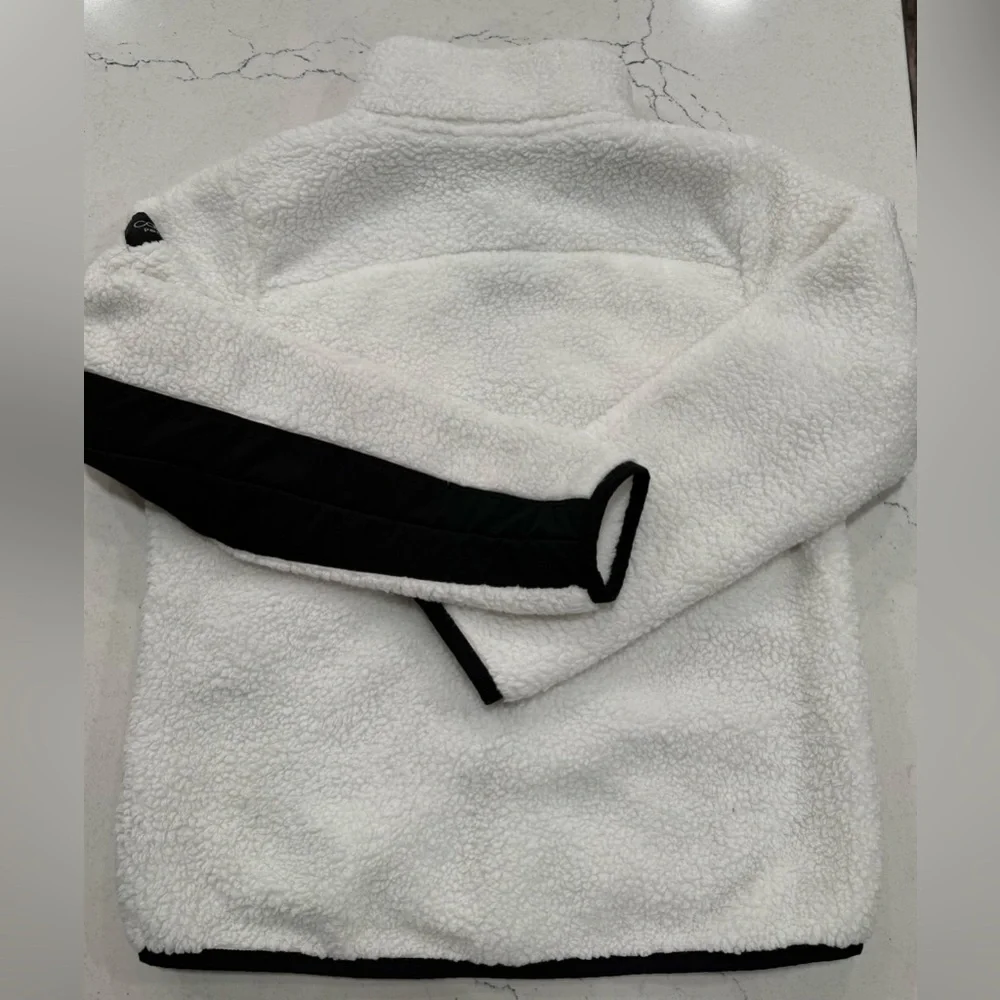 Calvin Klein Performance Teddy Jacket White & Black Zip Up Size Small